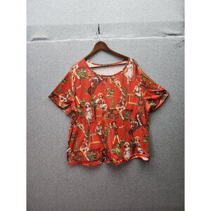 VTG Western 50s Vintage Pinup Cowgirl Print Tee Costume Novelty Party Retro Unis